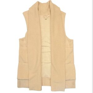 DKNY Wool/Silk/Cashmere Ivory Open Front Tunic Sweater Vest Size Large MSRP $495